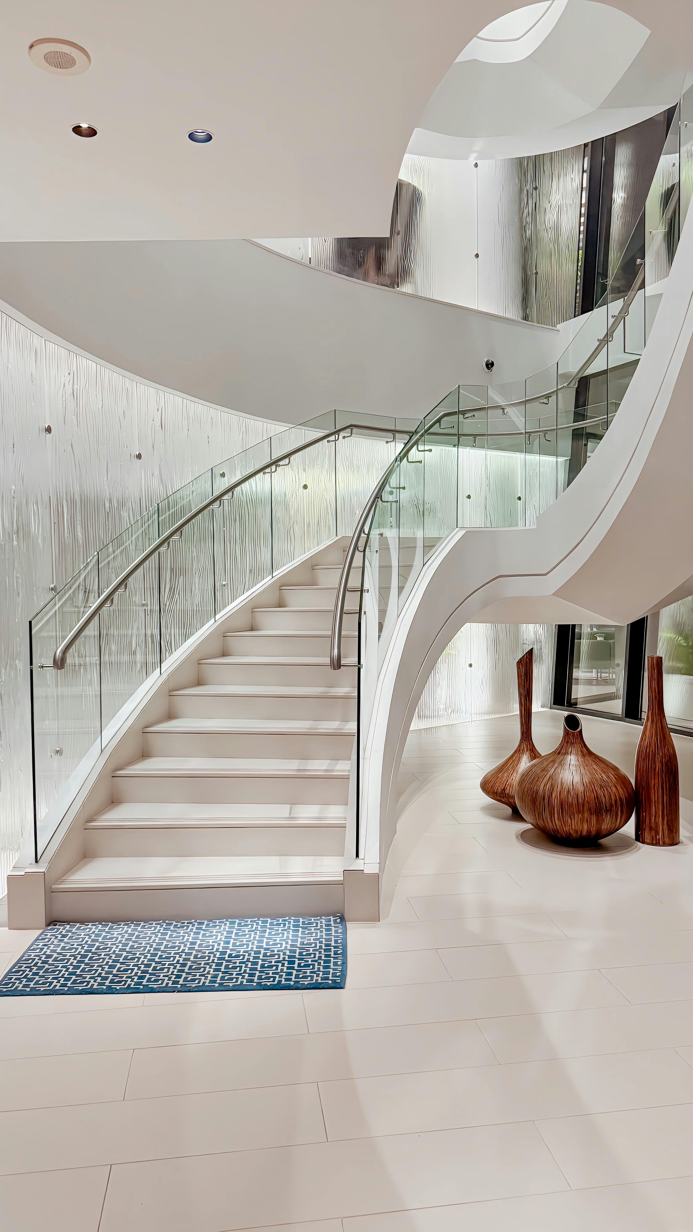 Architectural interior with sculptural lines