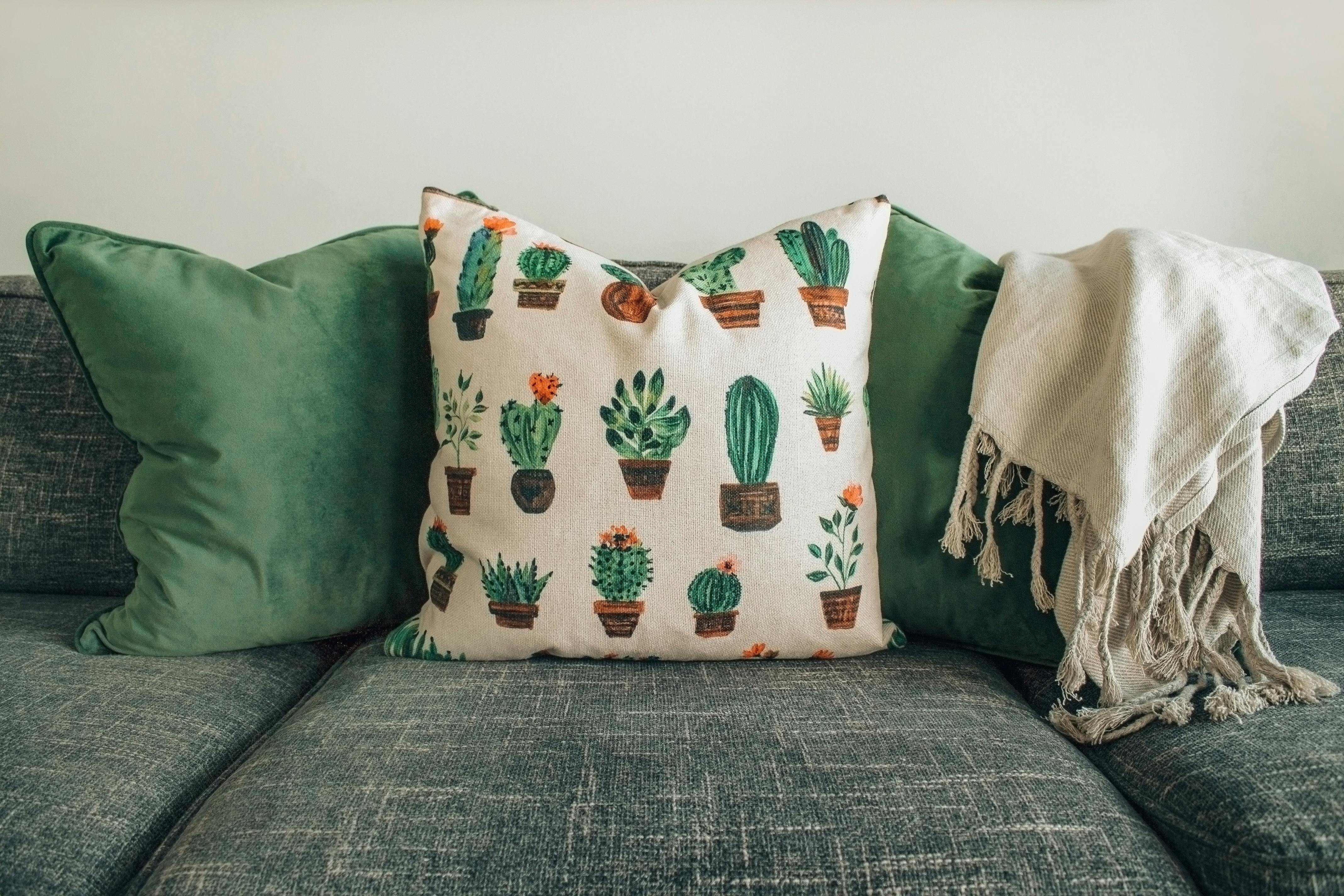 Styled sofa with layered cushions